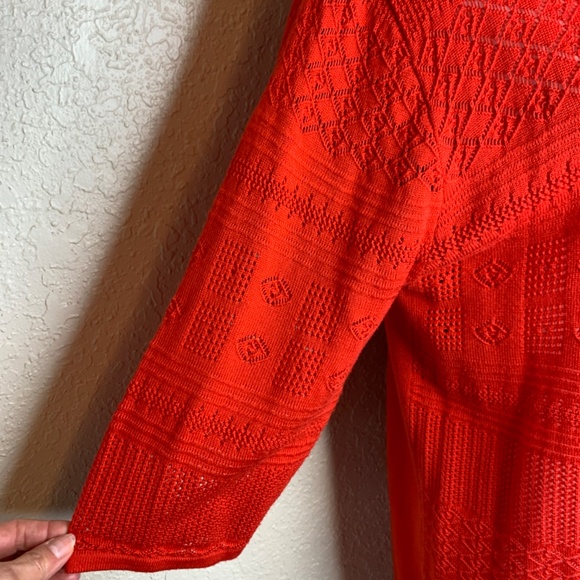 Abito Orange Lace Sweater Open Front Cardigan Women's Size Medium - Picture 7 of 8